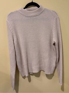 H&M Ribbed Mock Neck Sweater in Light Pink